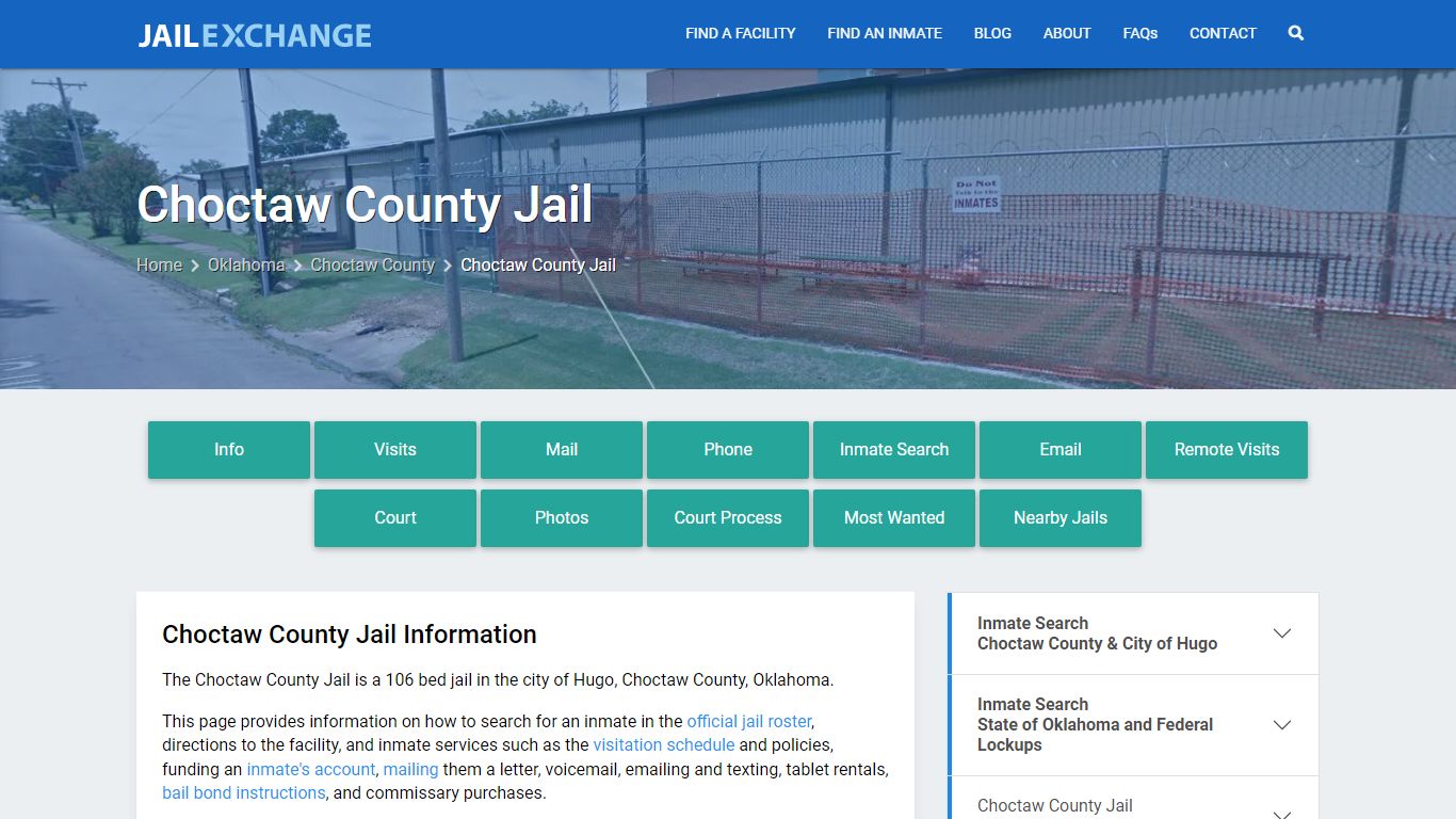 Choctaw County Jail, OK Inmate Search, Information